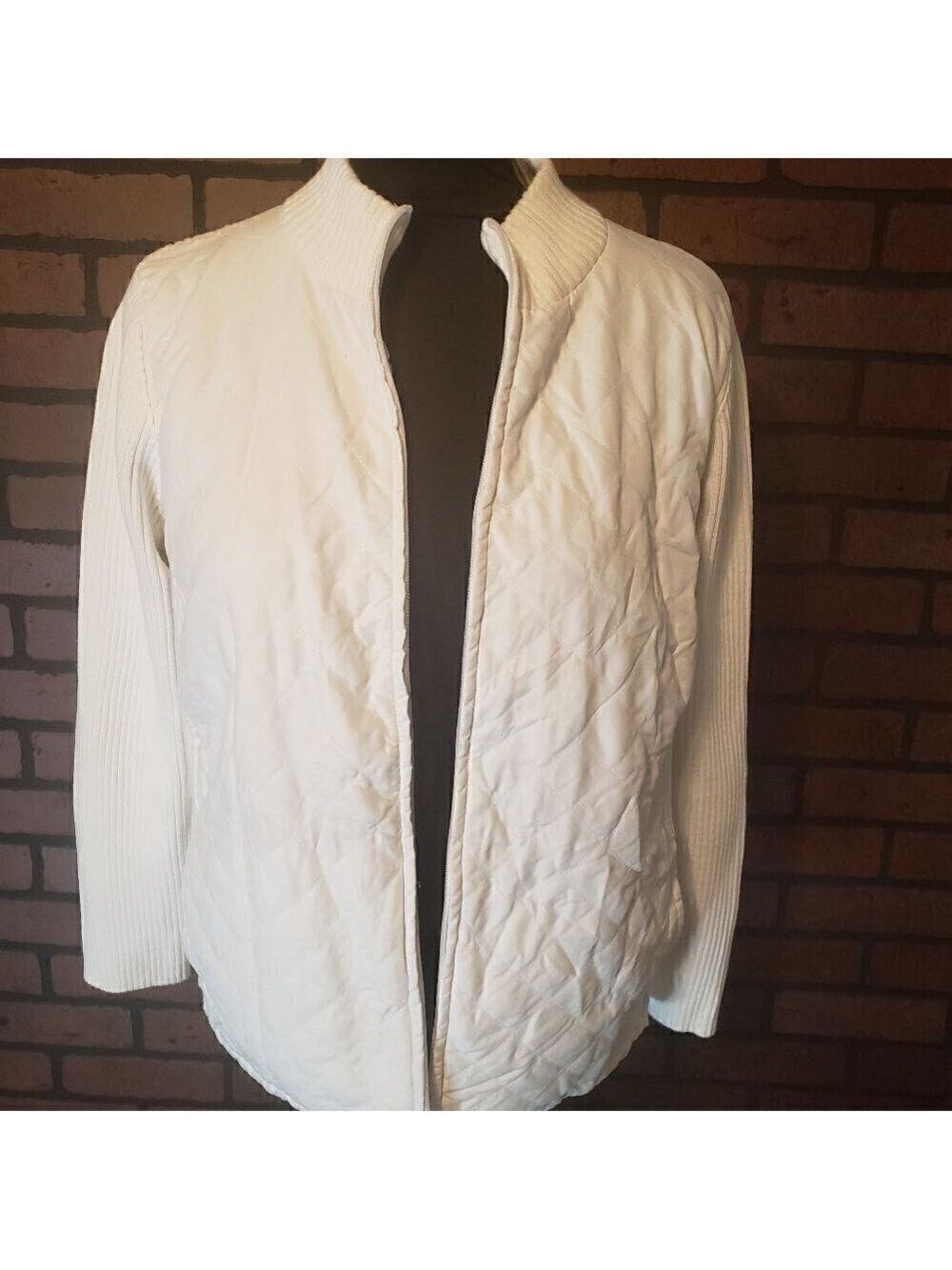 Croft & Barrow Zip Front Quilted Sweater Jacket -